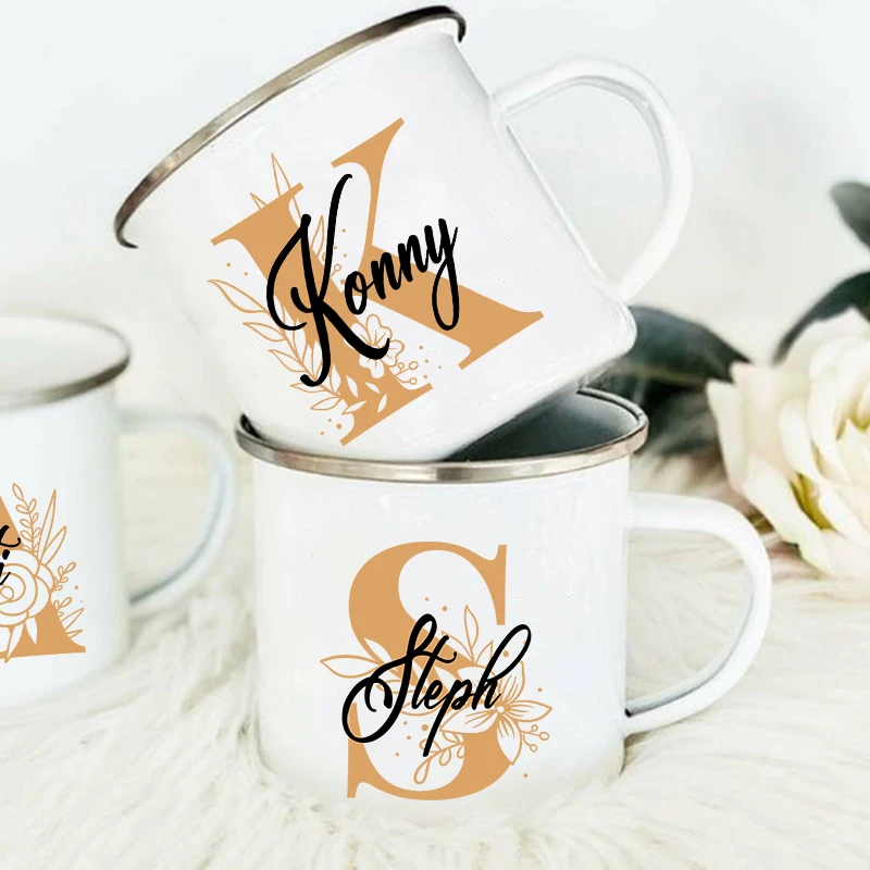 Coffee Tea Name - Gepersonaliseerde mokken bloemen initiële naam beker