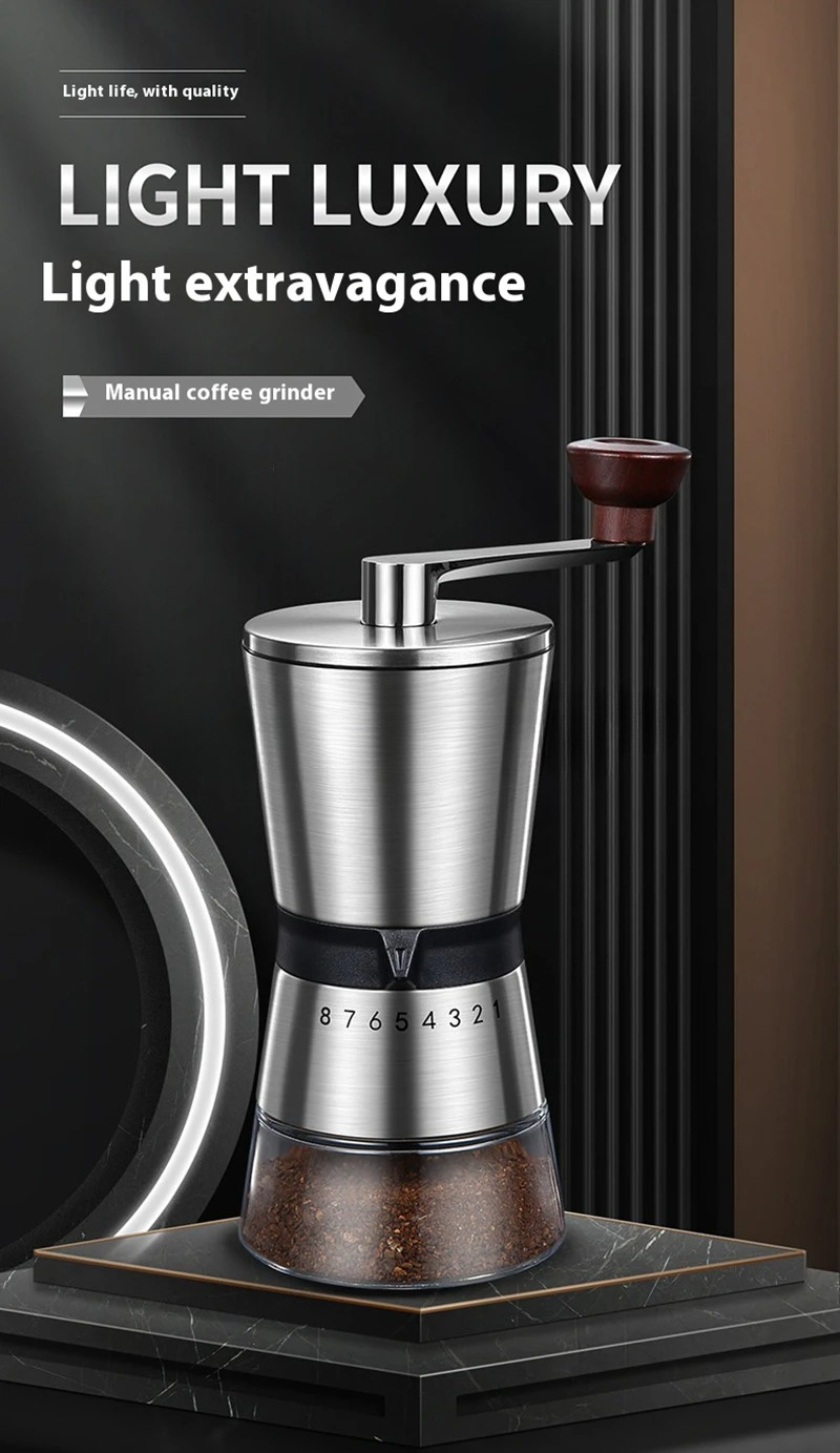 Verstelbare draagbare koffiesl - Burr Hand Grinder recensie en prijs